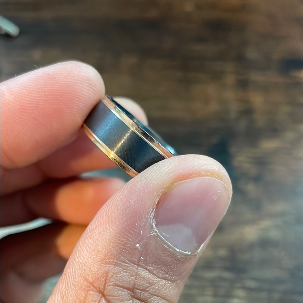 Men's Black and Gold Ring